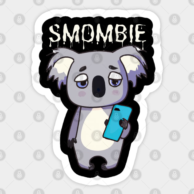 Smombie Coala, Bored Coala With Mobile Phone Sticker by maxdax